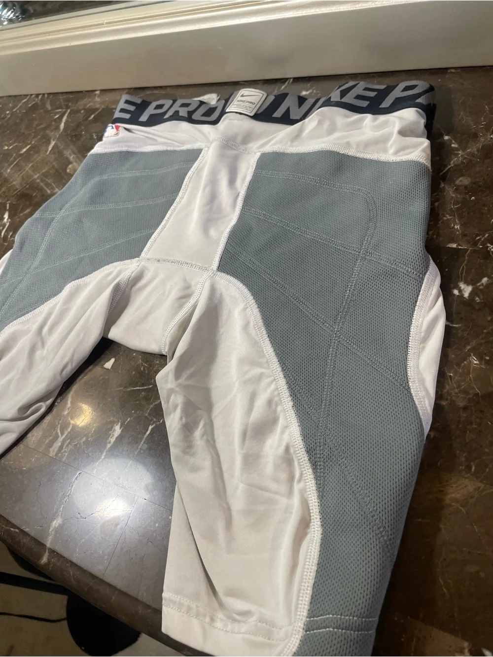Nike White and Gray Athletic Compression Shorts